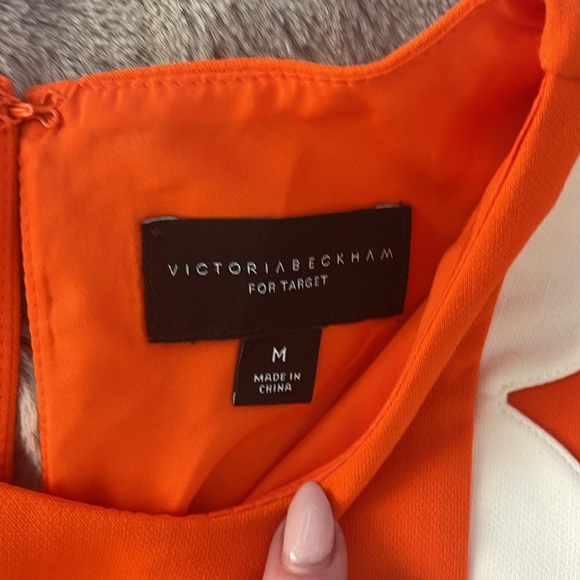 Victoria Beckham for Target Orange/white scalloped tank sz M - Picture 4 of 7